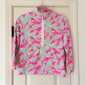 Lilly Pulitzer Girls Popover Top quarter zip lobster print 🦞  xl